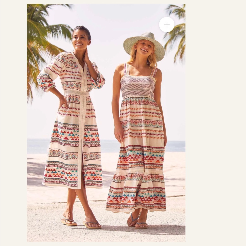 Aspiga Jacquard sundress Ecru multi sustainable Maxi Dress Organic Cotton size M - Picture 5 of 15